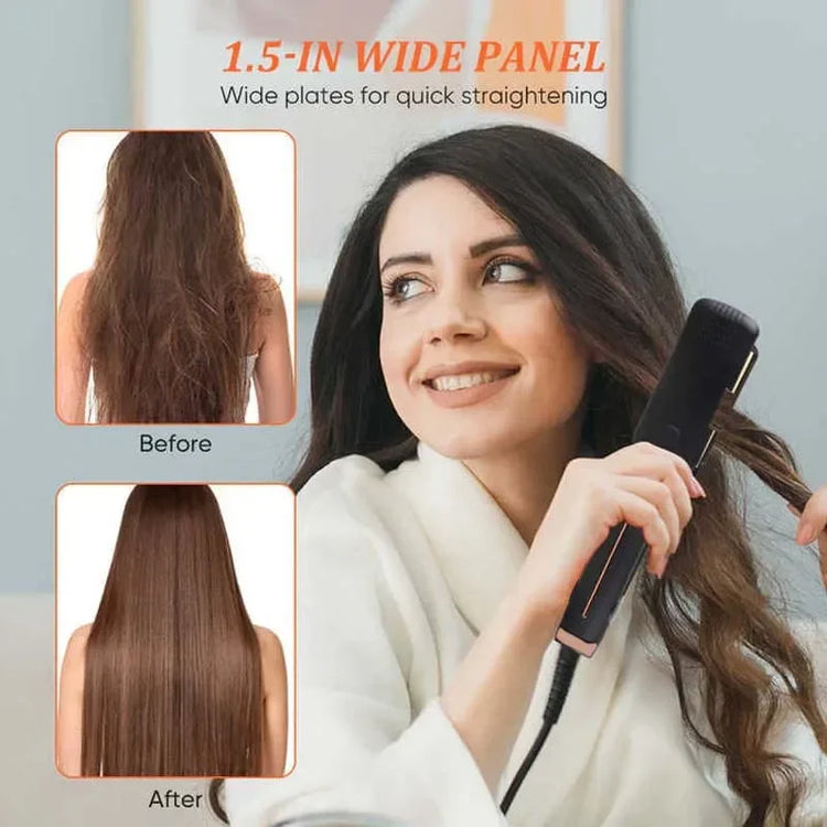 Tinsol 2-in-1 Hair Straightener Curling Iron Ceramic Plate Negative Ion Wide Plate Temperature Adjustable Hair Straightener