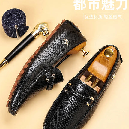 Scarpe casual da uomo nere classiche, comode scarpe basse in pelle PU da uomo, scarpe leggere senza lacci, scarpe da guida da uomo