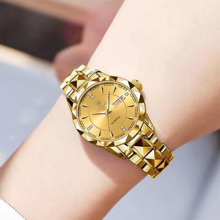 BINBONG Orologi da donna Orologio al quarzo da donna di moda di lusso Orologio da polso in acciaio inossidabile con data luminosa impermeabile Regalo per gli amanti della fidanzata platinumshop