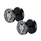 Orecchini a bottone con rune vichinghe norvegesi gotiche per uomo Ragazzi Rock Punk Acciaio inossidabile Testa di lupo Bussola Nodo celtico Orecchini neri Regalo platinumshop
