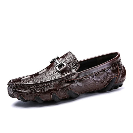 Scarpe Casual da uomo in vera pelle stile coccodrillo mocassini per scarpe comodi da uomo scarpe da uomo Casual Slip on semplici scarpe da guida