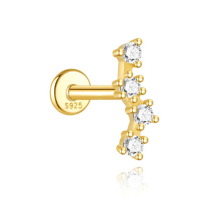 AIDE Heart Round Ball Flat Helix Piercing Earring 925 Sterling Silver Ear Studs Geometric Zircon Exquisite Trinket Studs Aretes PlatiNum