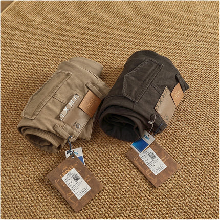Autumn And Winter New American Retro 100% Cotton Multi-pocketed Washed Old Straight Casual Pants Loose Fashion Cargo Trousers