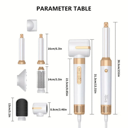 Tinsol 7 in 1 Hair dryer Professional Negative Ion curling Iron Hair Straightener Brushless Motor High Speed Hair Dryer Hot Comb