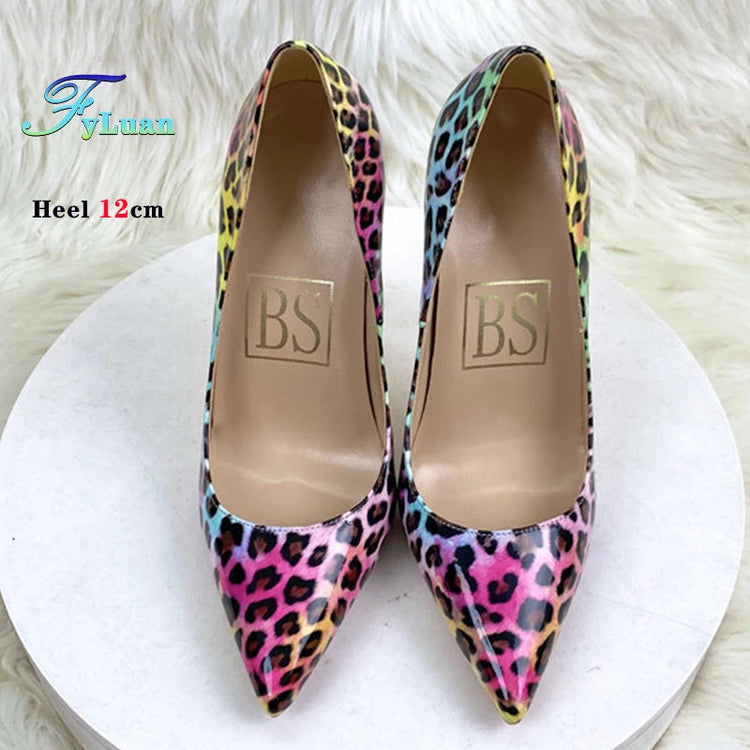 Moda Leopard Print 8cm 10cm 12cm Décolleté Donna Punta a punta Stiletto Sexy Celebrity Night Club Party Scarpe col tacco alto di grandi dimensioni platinumshop