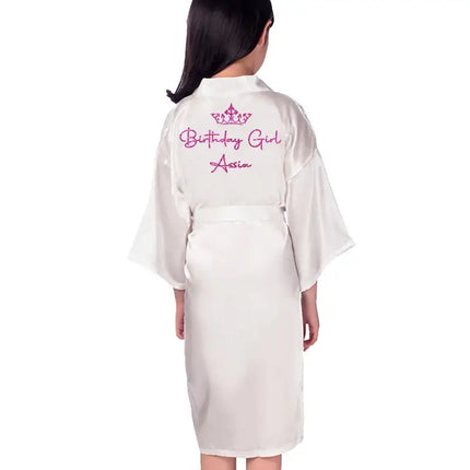 Personalizza Nome Data Ragazza di fiori Kimono Vestaglie Accappatoi da sposa Pigiama Abito per bambini + cintura Camicia da notte Brial Party Kid Robe platinumshop