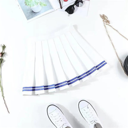 Mode im Preppy-Stil für Damen Faltenröcke 2025 Frühling Sommer neue A-Linie süßes kurzes Kleid Mädchen hoher Bund Patchwork-Rock Streetwear