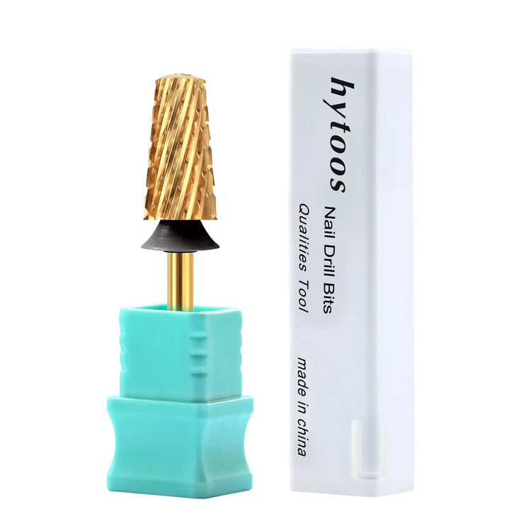HYTOOS Titanium Safety Tapered Nail Drill Bits Smooth Top Barrel Carbide Bit Gel Removal Electric Drills Accessories Tool