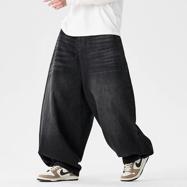 Pantaloni a gamba larga in denim Pantaloni casual alla moda da uomo Pantaloni larghi a lanterna Hip Hop Jeans streetwear Pantaloni elastici in vita maschile oversize