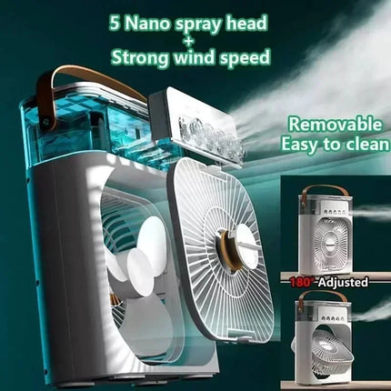 Nuovo 3 in 1 ventilatore condizionatore d'aria domestico mini dispositivo di raffreddamento dell'aria LED luce notturna umidificatore portatile ventola di regolazione dell'aria ufficio casa ventilatore