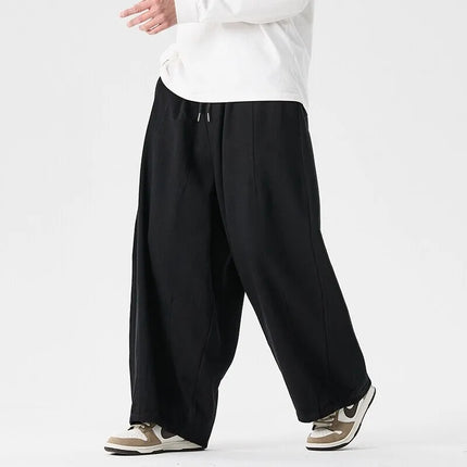 Pantaloni a gamba larga da uomo comodi da indossare Pantaloni casual Pantaloni Harun giapponesi Pantaloni sportivi con coulisse a lanterna da uomo Taglie forti