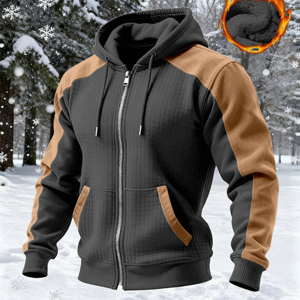 2026 New Winter and Autumn Men's Double-Layered Insulated Thick Hooded Coat, Comfortable Cardigan with Zipper Closure Jacket