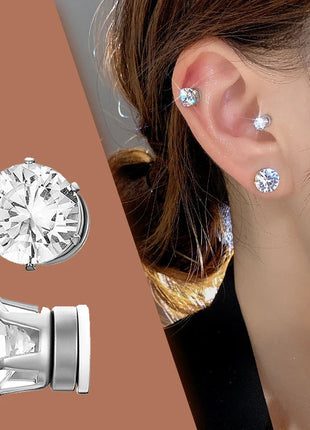 1 paio di orecchini a clip con orecchio magnetico forte in cristallo per uomo donna orecchini con magnete zircone rotondo punk regalo di gioielli non penetranti platinumshop