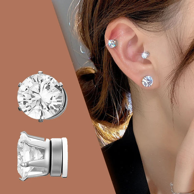 1 paio di orecchini a clip con orecchio magnetico forte in cristallo per uomo donna orecchini con magnete zircone rotondo punk regalo di gioielli non penetranti platinumshop