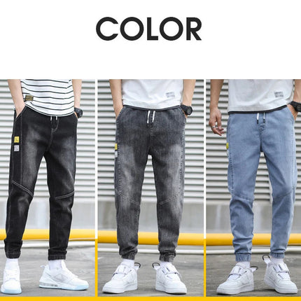 HIQOR Brand Men's Jeans Harem Denim Cargo Pants 2026 New Streetwear Jogger Hip Hop Cotton Trousers Male Blue Oversized 5XL 4XL PlatiNum