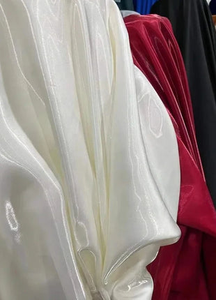 Tessuto Satinato Liquido Lucido di Lusso Riflettente Effetto Galassia per Abiti da Sposa e Design di Abiti alla Moda