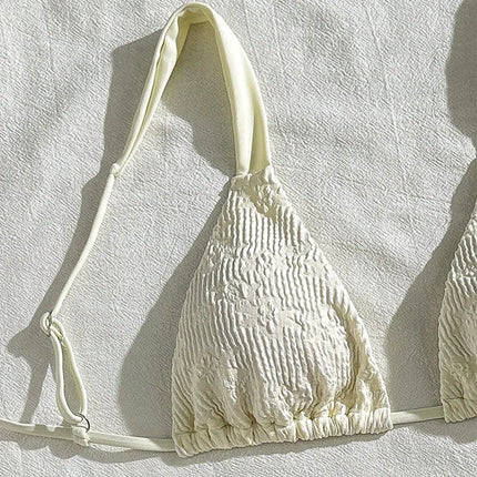 Costume da Bagno Sexy con Fiori Bianchi in Rilievo, Micro Bikini a Perizoma per Donne, Collezione 2026, Set Bikini Triangolo con Lacci platinumshop