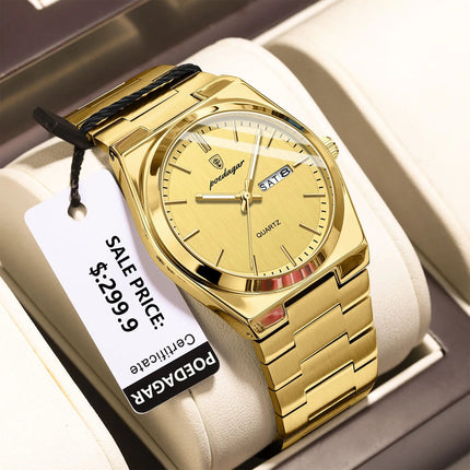 POEDAGAR Orologi da uomo di lusso Impermeabile luminoso Data Settimana Orologio da uomo in acciaio inossidabile Moda casual Orologio da polso da uomo al quarzo Reloj platinumshop