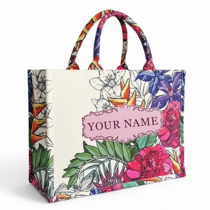 New 2026 Women's Personalized Tote Bag, Printed Canvas Handbag, Large Capacity Beach Bag