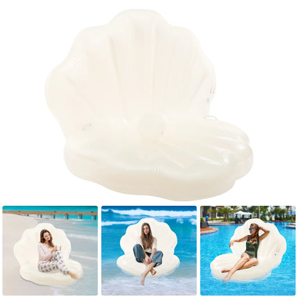 Galleggiante gonfiabile per piscina con conchiglia, lettino da spiaggia portatile in PVC da 120 * 120 * 120 cm, fila galleggiante con conchiglia per bambini adulti con palla di perle e 2 maniglie