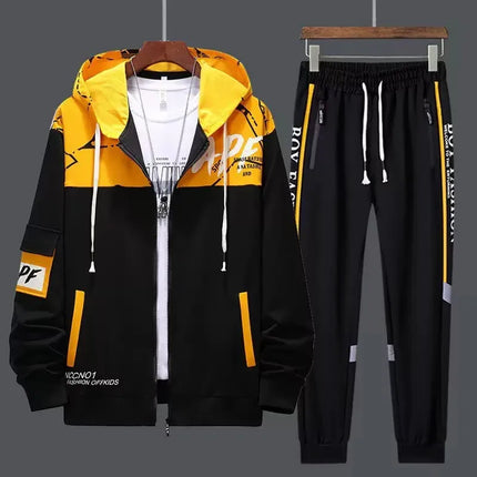 2027 New Style Men Cardigan and Pants Casual 2 Piece Set Sportswear Spring and Autumn Men's Clothing Printed Tracksuits Hoodies