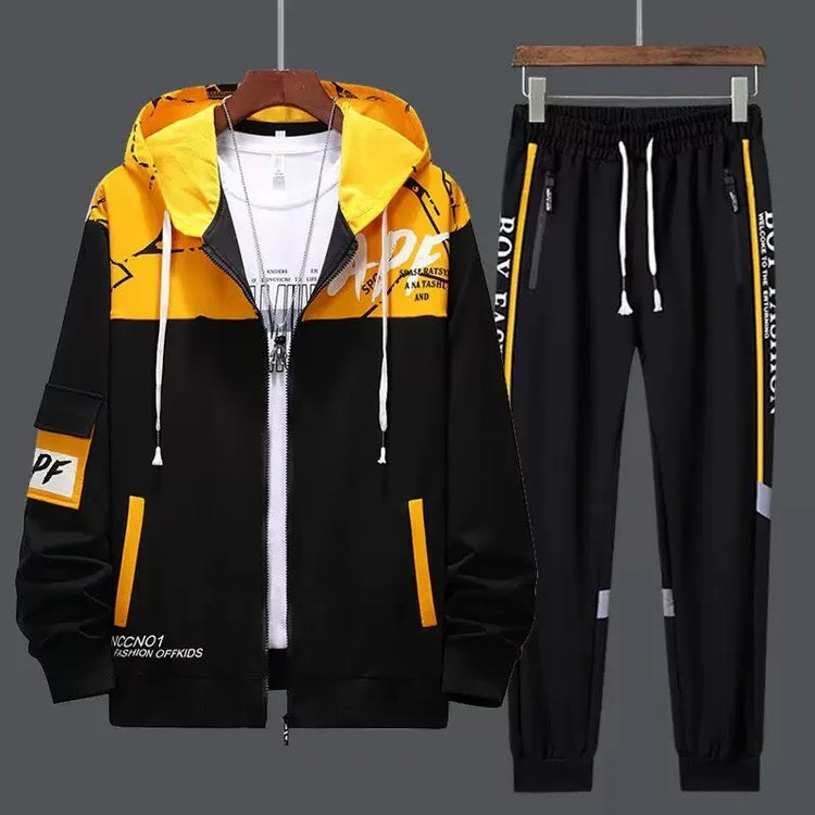 2027 New Style Men Cardigan and Pants Casual 2 Piece Set Sportswear Spring and Autumn Men's Clothing Printed Tracksuits Hoodies