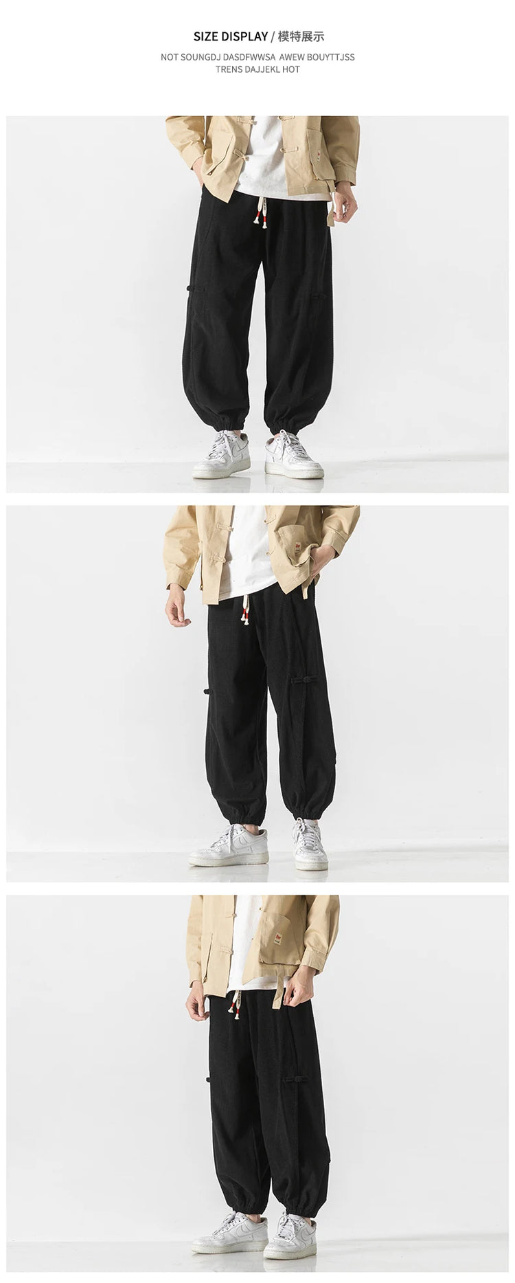 Pantaloni da uomo caldi di vendita autunno stile cinese pantaloni larghi larghi vintage moda uomo pantaloni lanterna con coulisse Harajuku solidi