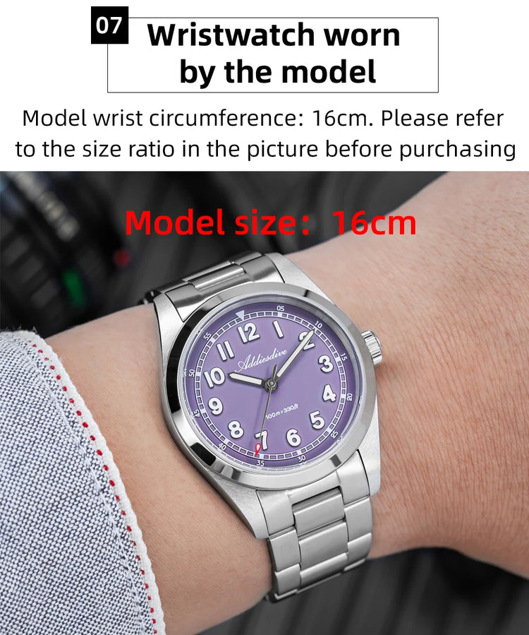 ADDIESDIVE Luxury Men's Watch 100m Water Resistance Sapphire Glass BGW9 Super Luminous Quartz Movement Stainless Steel Bracelet