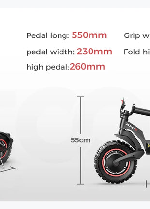 Monopattino elettrico iScooter iX7Pro a doppia trazione per fuoristrada, velocità massima 60 km/h, pneumatici da 10 pollici, 2000W, 17.5Ah, 48V, pieghevole, con app.