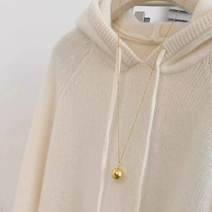 Hooded loose pullover 100%cashmere sweater  versatile solid-color wool knitted base layer for women 2025 new autumn and winter PlatiNum