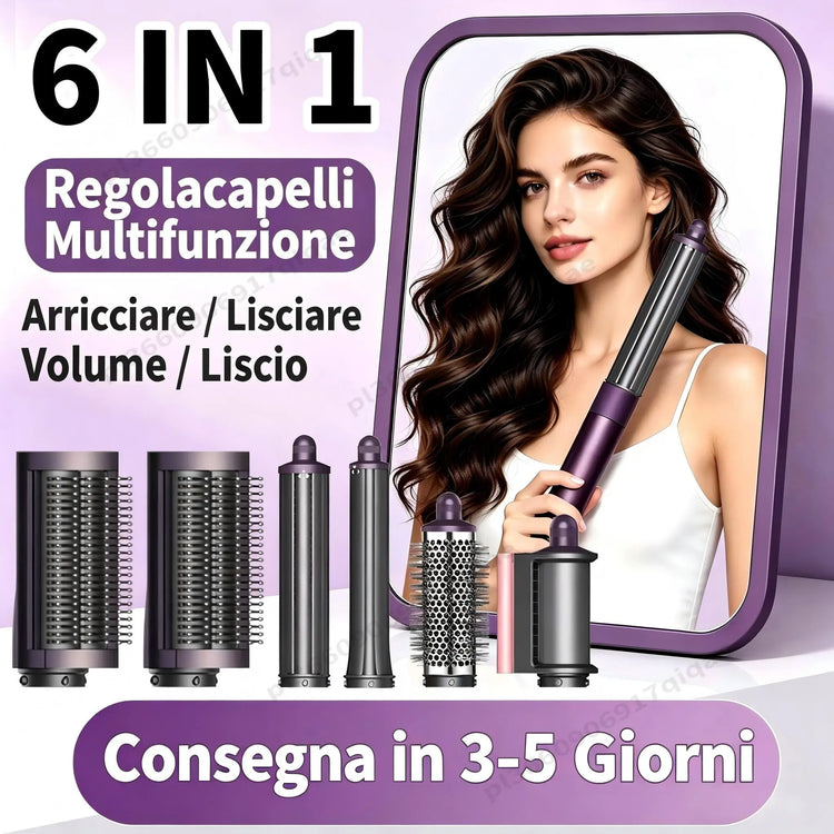 SenCiciMen Hair Dryer Brush 6 in 1 Hair Styler Negative Ion Blow Dryer Brush Set - 110,000 RPM High - Speed Hot Air Brush Air Styler Curling Wrap Air Curler,Curling Iron Hair Styling Tool for Straight Curl Drying Smoothing Gi