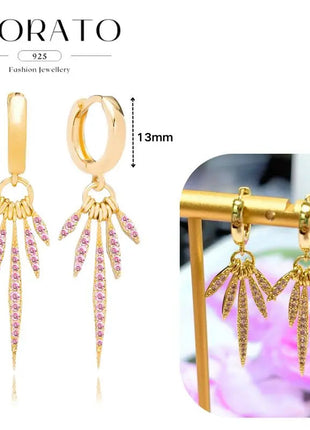 Lussuosa geometria 925 orecchio in argento sterling Ago rosa serie zircone orecchini a cerchio pendenti dolce moda regali di gioielli da sposa platinumshop