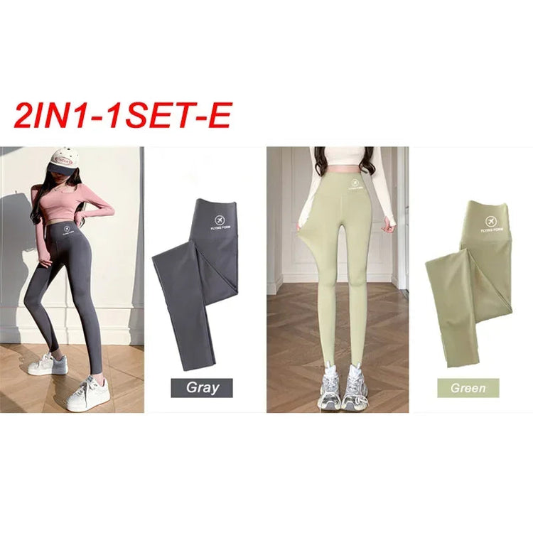M-XL Shark pants women wear spring  autumn winter thin high-waisted belly lift hip yoga tights small feet black leggings PlatiNum