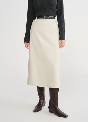 DUSHU Classic Long and Short Elastic Waist A-line Skirt 2025 Winter Skirt for Women Solid Simple Commuting Office Ladies College PlatiNum