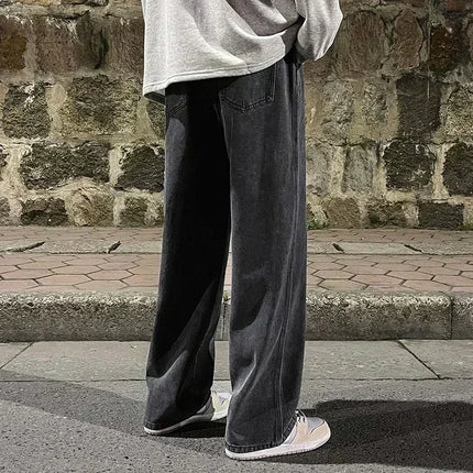 2025 nuovi jeans larghi streetwear uomo stile coreano moda pantaloni larghi dritti a gamba larga abbigliamento di marca da uomo nero azzurro