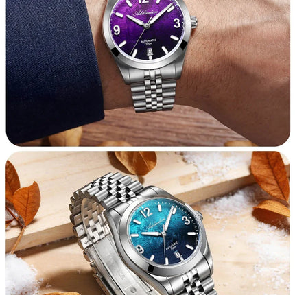 ADDIESDIVE Men Luxury Diver Automatic Mechanical Watch Sapphire Crystal 100M Waterproof Stainless Steel Business Sports AD2547