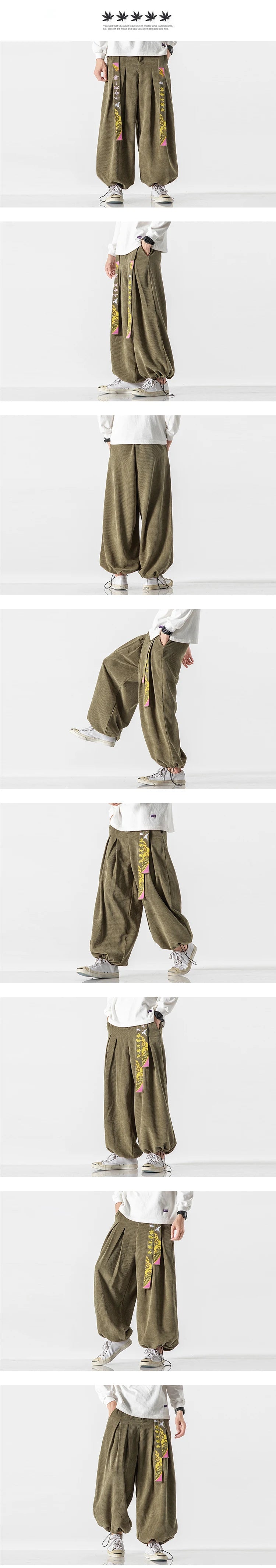 Cineserie Cintura Pantaloni da uomo Moda Pantaloni sportivi larghi Harajuku Pantaloni da jogging Hip Hop Velluto a coste Coppia casual Pantaloni Harem M-5XL