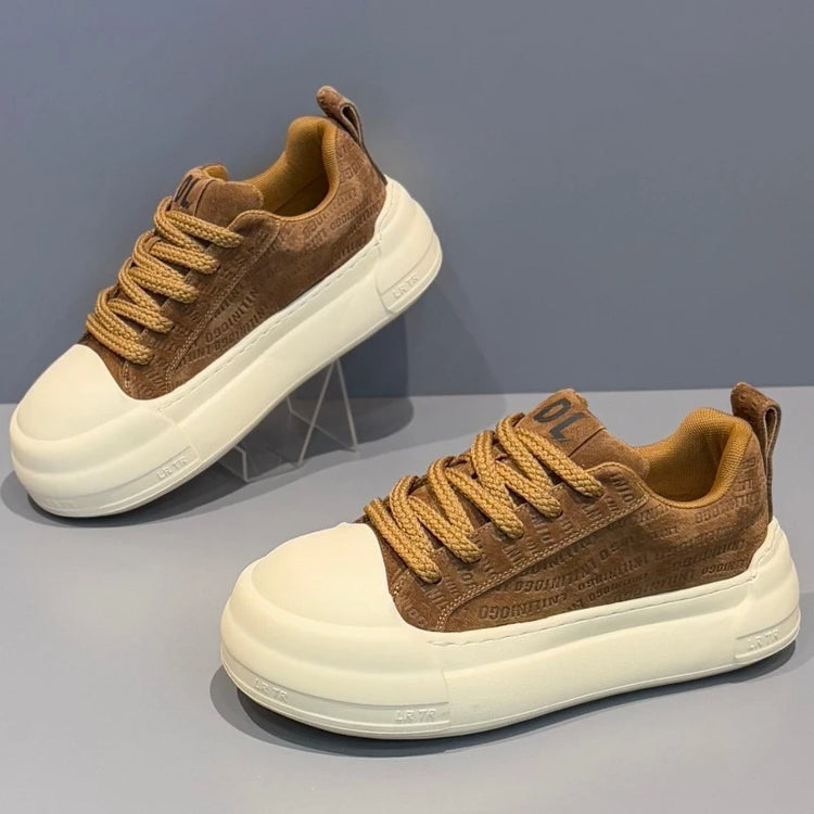 Men's Leather Platform Sneakers Breathable Versatile Men Casual Shoes Comfortable Fashion Male Running Sports Tenis Shoes Hombre
