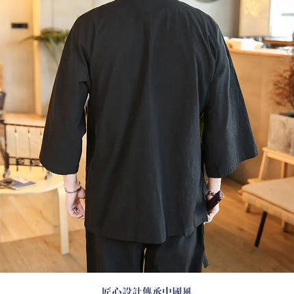 Camicie Kung Fu Stile Cinese, Abbigliamento Tradizionale Tai Chi, Completo Tang in Tinta Unita, Bluse Casual Comode in Cotone per Uomo