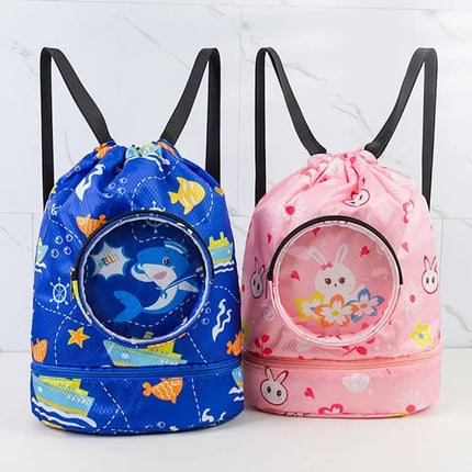 Borsa da spiaggia con coulisse per bambini con separazione asciutta e bagnata, impermeabile, regolabile, per sport, nuoto, viaggi, fitness, spiaggia, borsa da nuoto per bambini