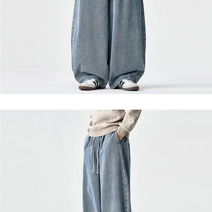 Pantaloni in Denim Primaverili da Uomo, Jeans Larghi Casual Lavati Stile Streetwear, Pantaloni Moda Y2K Oversize Harajuku Punk a Vita Alta