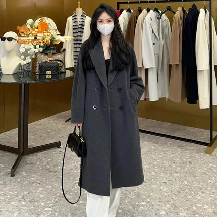 DUTRIEUX Women's Coat Double-sided 10% Cashmere 90% Wool Women's Long Coat Jacket, 2025 Winter New Long Cashmere Coat Women