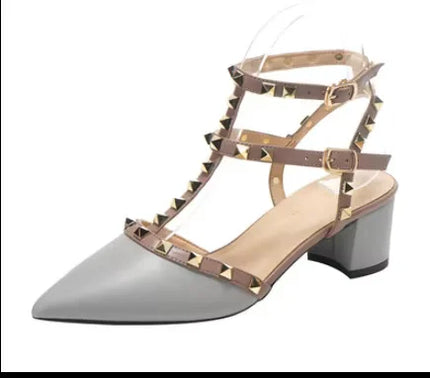 Scarpe singole con borchie in pelle verniciata da donna 2 fibbie décolleté lucide con cinturino a T 5.5cm punta a punta fatta a mano sandali taglie forti larghi 48