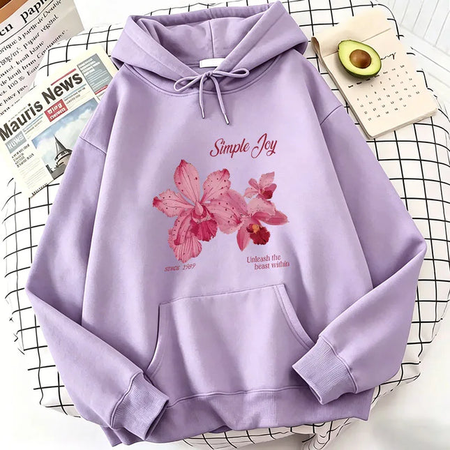 Harajuku Graphic Pullover Flower Design Hooded Sweatshirt Cute Hoody Spring Casual Hoodies Pullover Hooded Daily
