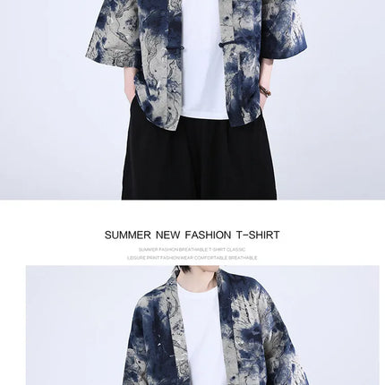 Camicie Uomo Yukata Cosplay Kimono Giapponese Retrò, Camicie Etniche Stampate da Uomo, Camicie in Lino Moda Donna, Blusa Oversize Haori