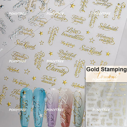 English Word Christmas Tree Calligraphy Font Reindeer Bell Gift Bowknot Starburst Adhesive Nail Charm Art Sticker Manicure Decal