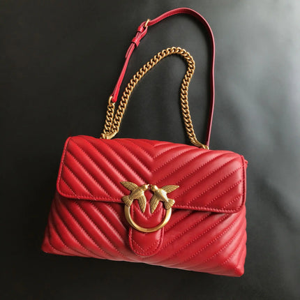 Nuova Borsa a Tracolla/Crossbody da Donna 2026 Ispirata a Pinko in Tweed con Cigno, in Vera Pelle