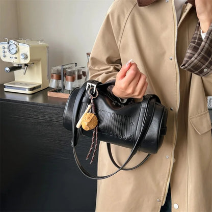 2025 Cylinder Pillow Bag for Women Multifunctional Shoulder Crossbody Bag with Pendant Winter Luxury Designer Handbag