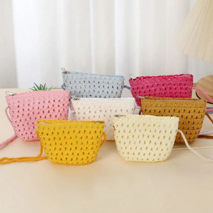 Fashionable Shell-Shaped Straw Bag, Handmade, Summer Beach Bag, Shoulder Bags for Children