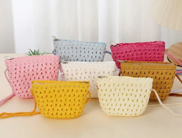 Fashionable Shell-Shaped Straw Bag, Handmade, Summer Beach Bag, Shoulder Bags for Children